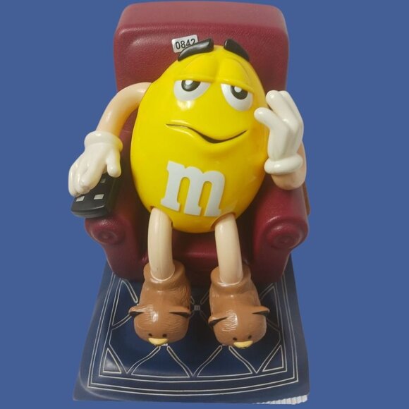 M&M Vtg Candy Dispenser Lazy Boy Recliner Toy With Bear Slippers - Picture 1 of 14